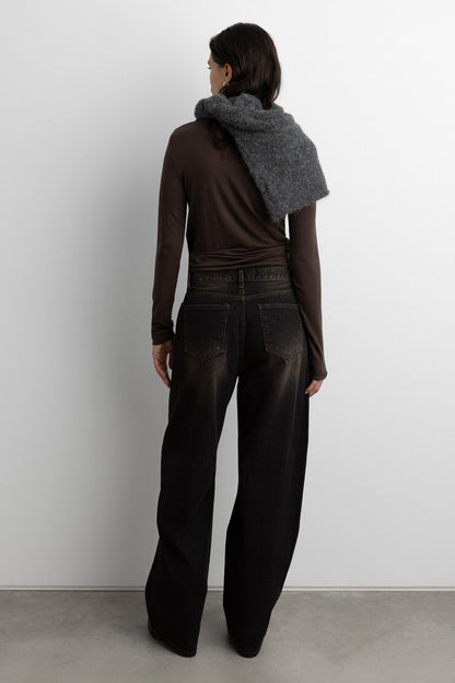 BLACK WASH CORDUROY STRAIGHT LEG JEAN