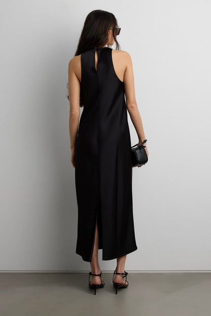 SLEEVELESS MIDI SATIN DRESS