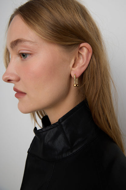 BALL LINK HOOP EARRINGS