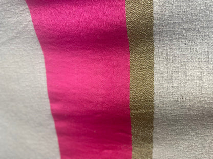 Woven Textured Cotton - White, Fuchsia & Gold