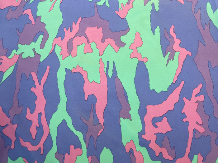 Camo Print Lycra - Green, Blue, Purple, Pink