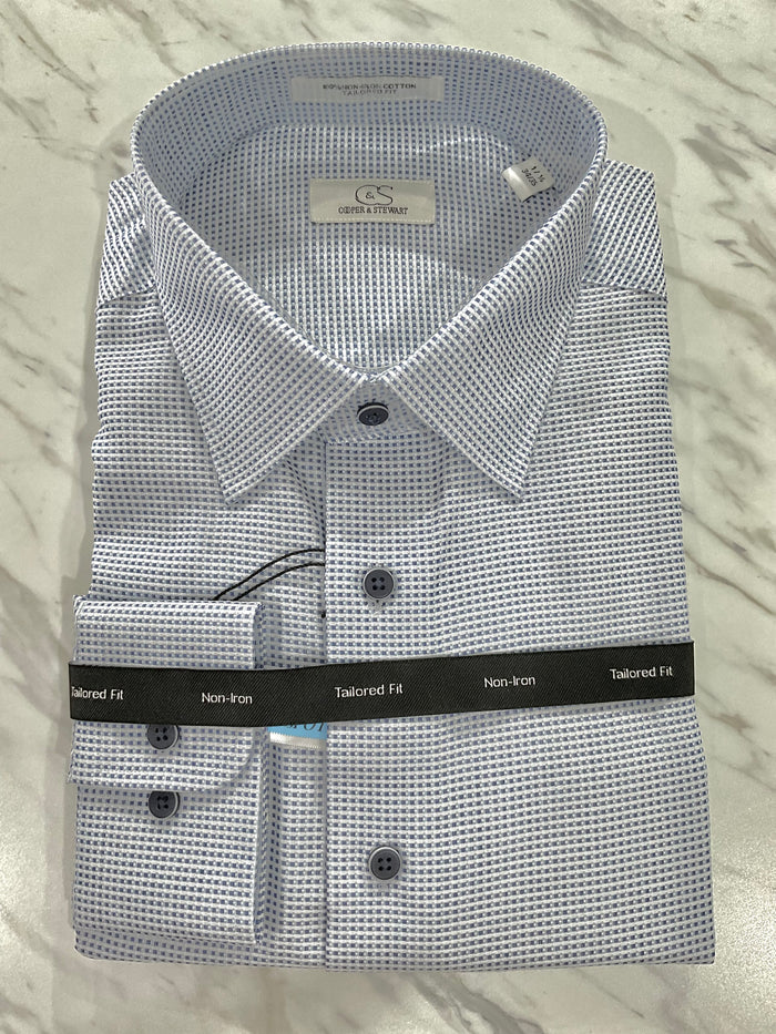 C&S Geo Dot Dress Shirt - Blue/White