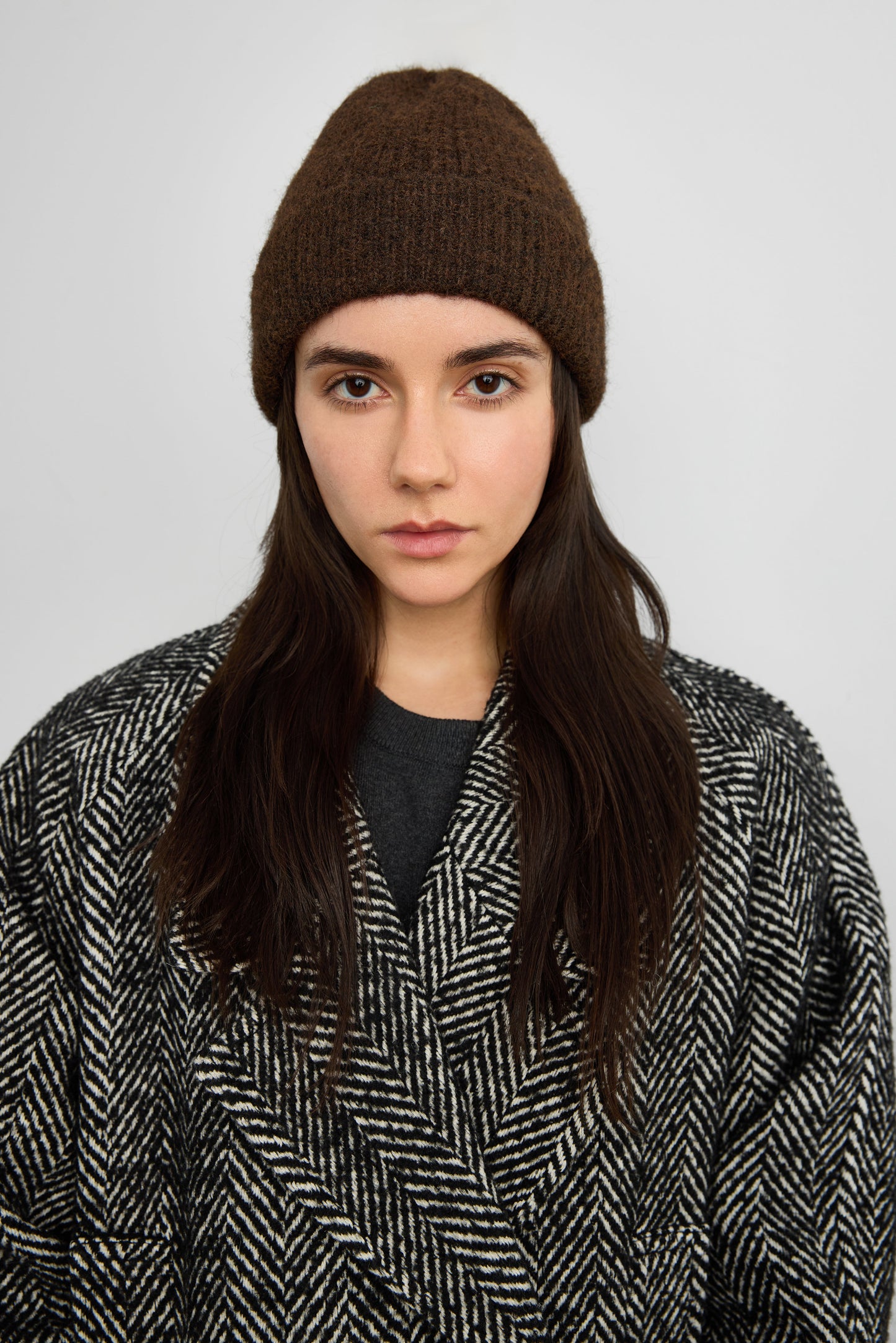 FUZZY RIBBED KNIT BEANIE