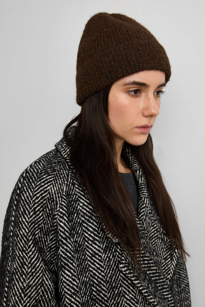 FUZZY RIBBED KNIT BEANIE