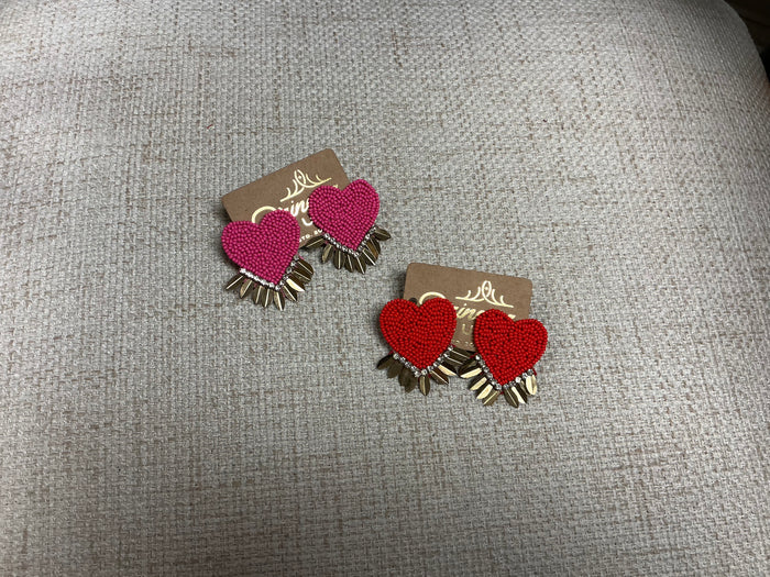 Camel Threads Shield My Heart earrings featuring gold-tone shield and heart-shaped design, stylish dangle earrings.