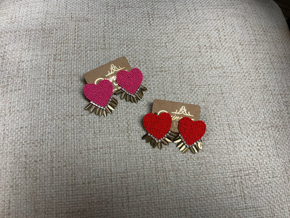 Camel Threads Shield My Heart earrings featuring gold-tone shield and heart-shaped design, stylish dangle earrings.
