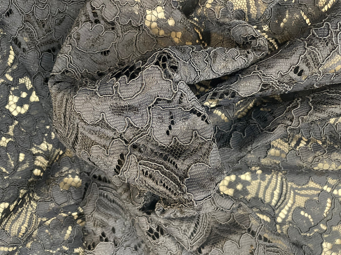 Black Corded Floral Lace