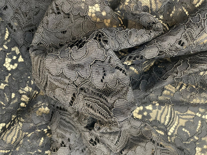 Black Corded Floral Lace