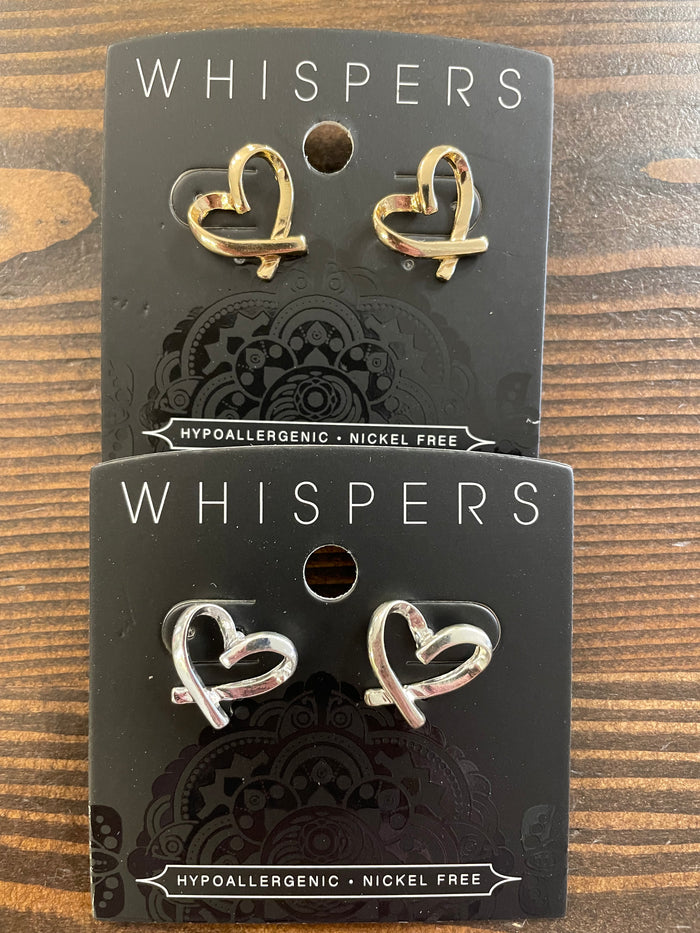 Whispers Signature Heart Stud Earrings