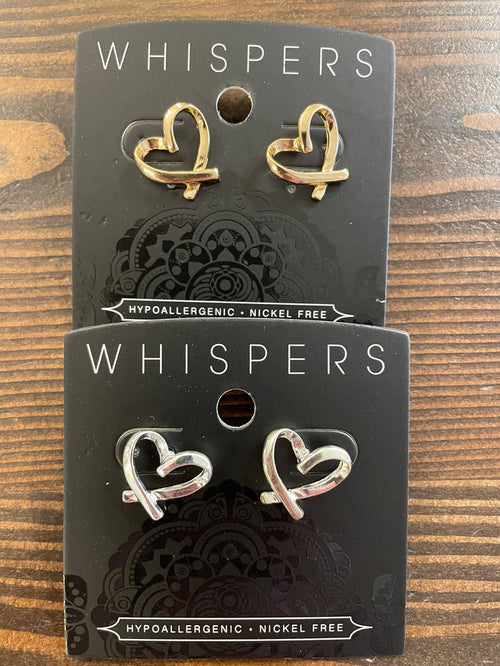 Whispers Signature Heart Stud Earrings