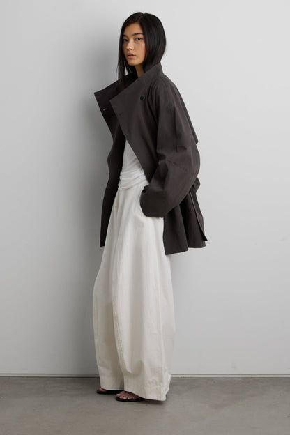 BELTED FUNNEL NECK JACKET