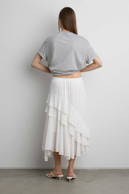 ASYMMETRICAL TIERED MAXI SKIRT