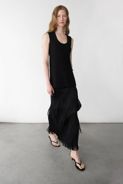 ASYMMETRICAL FRINGE SKIRT