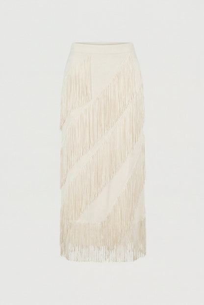 ASYMMETRICAL FRINGE SKIRT