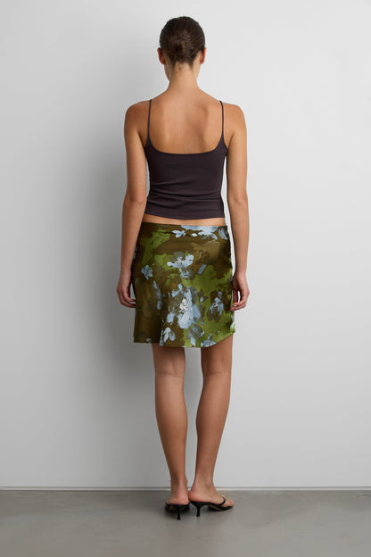 VINTAGE SATIN FLORAL MIDI SKIRT