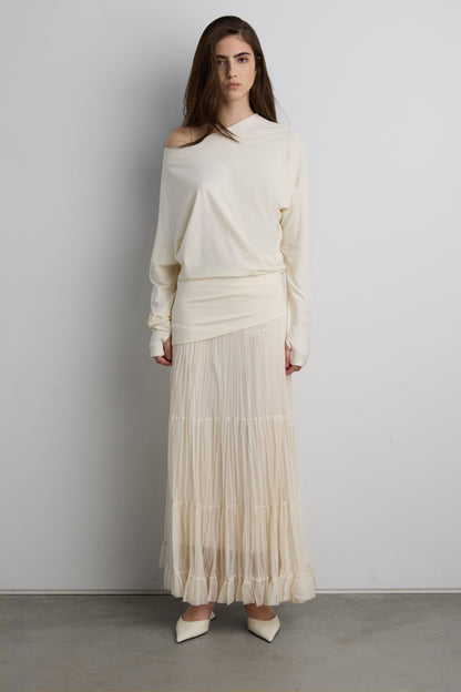 DRAPED SLOUCHY PULLOVER SHIRT