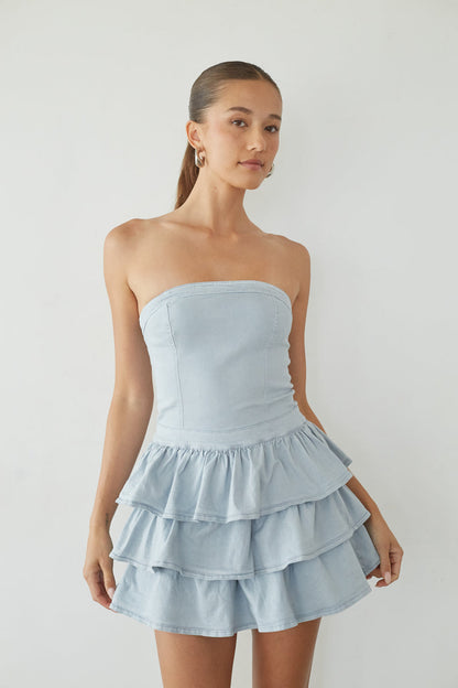 Venus Strapless Ruffle Mini Dress