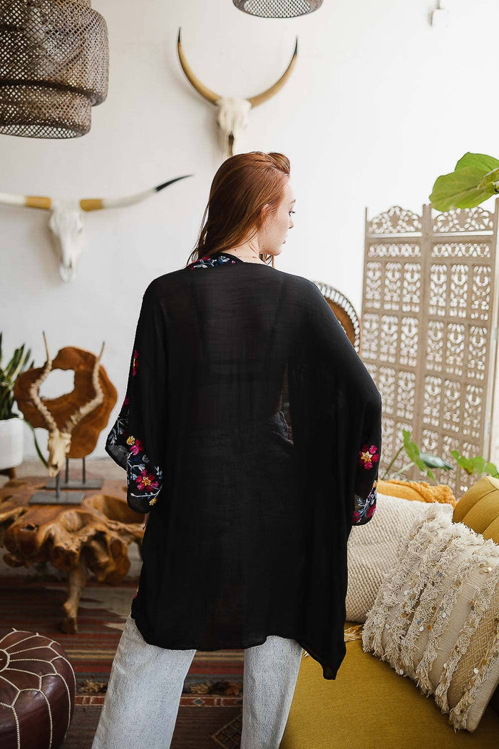 Anemone Embroidered Kimono