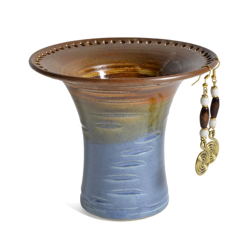 Barb Lund Pottery Earring Holder, Burnt Sienna/Slate - The Barrington Garage