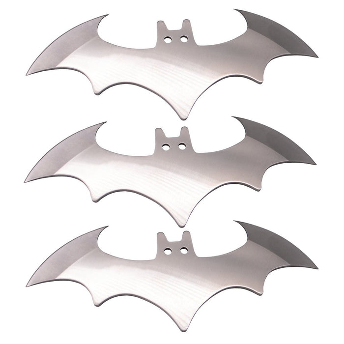 3 pc Bat Throwing Knife w/case SILVER - AnyTime Blades