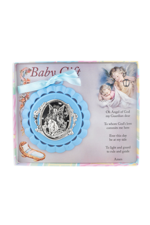 Blue Guardian Angel Crib Medal