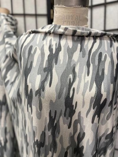 Camo Print French Terry - Grey
