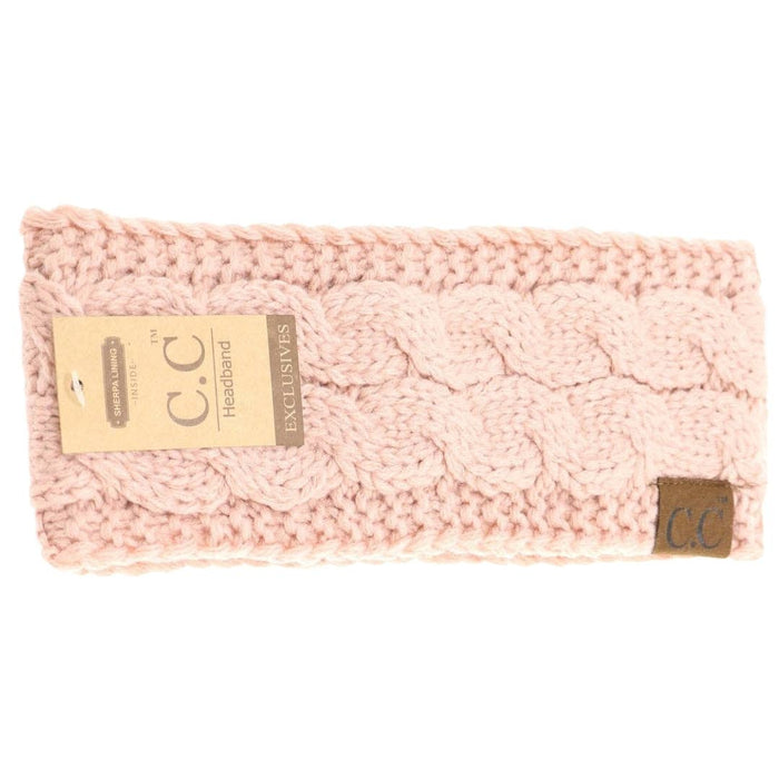 CC Beanie Solid Cable Knit Head Wrap