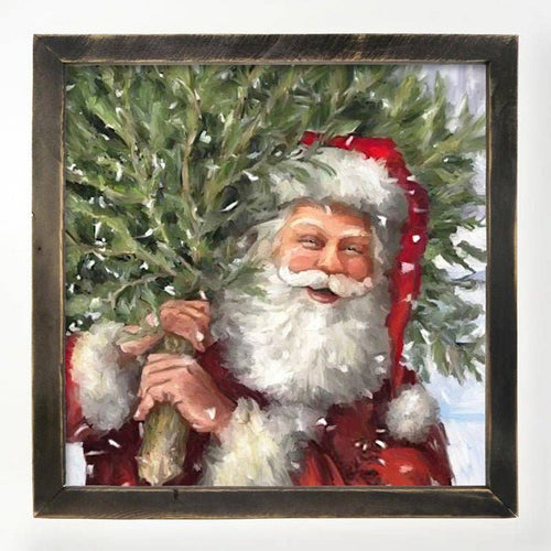 Classic Santa carrying tree