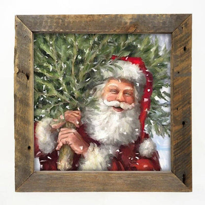 Classic Santa carrying tree