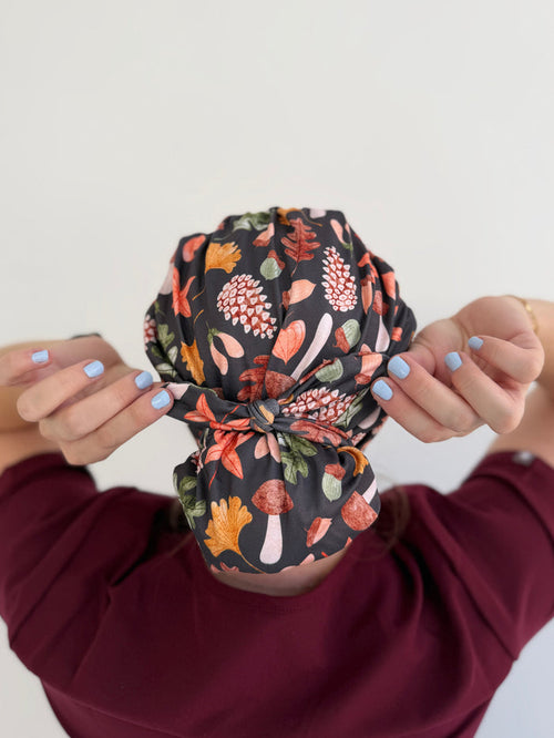 CloudCaps Scrub Cap | Pinecones & Leaves