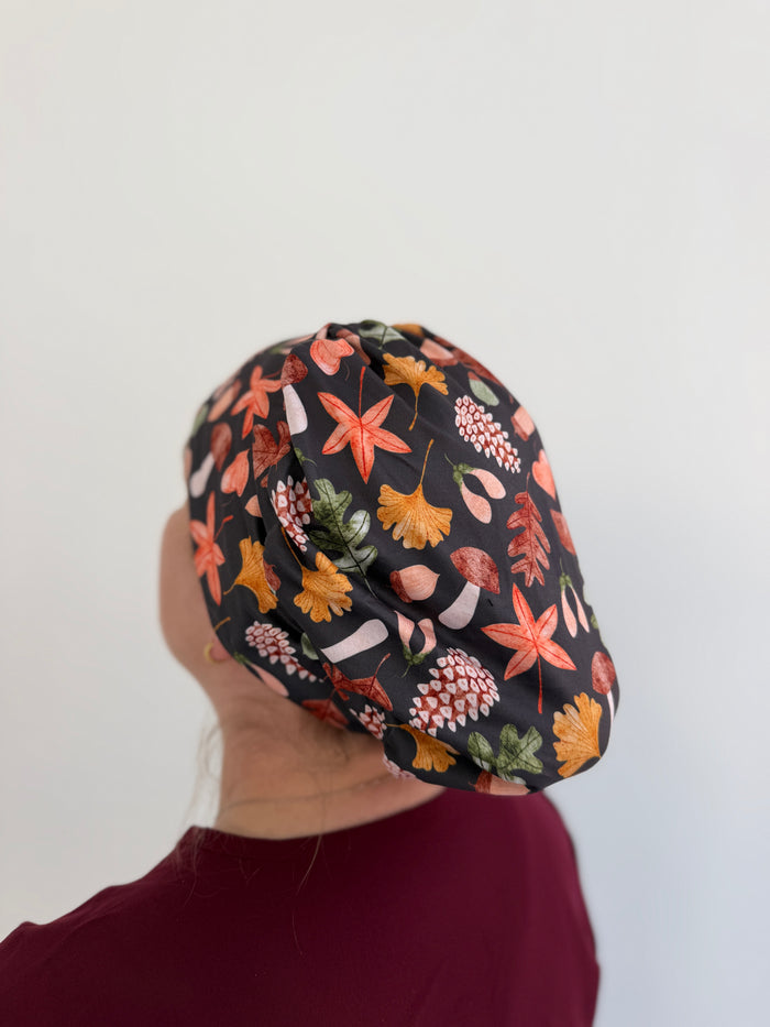 CloudCaps Scrub Cap | Pinecones & Leaves