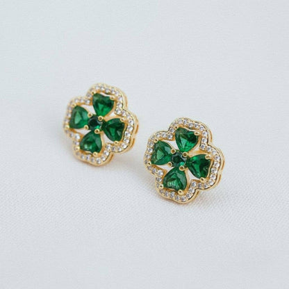 Clover Shaped Gemstone Drop Earrings