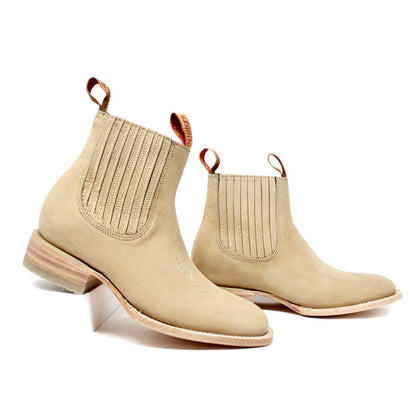 "Diego" Artillero Tejano Nobuck Square Toe Ankle Boot- Sand