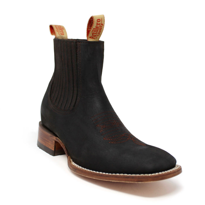 "Diego" Artillero Tejano Nubuck Square Toe Ankle Boot- Brown