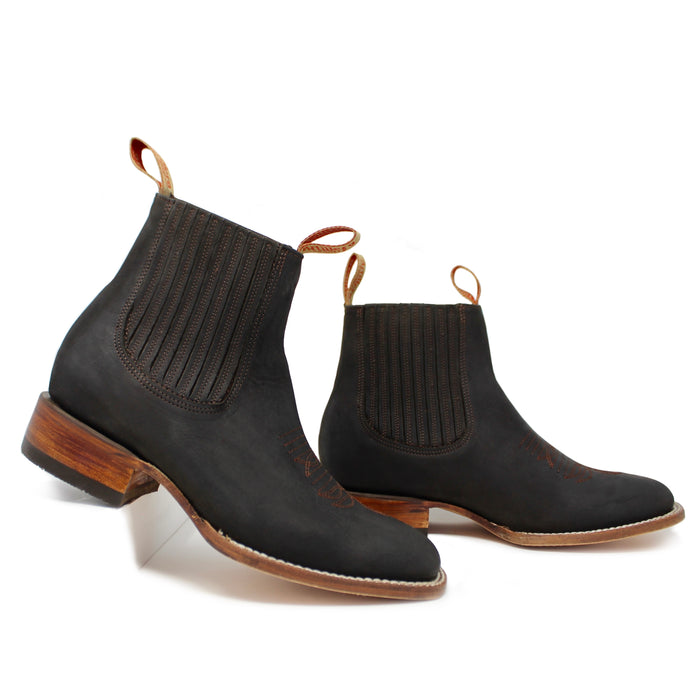 "Diego" Artillero Tejano Nubuck Square Toe Ankle Boot- Brown