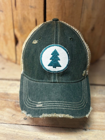 Evergreen distressed Trucker Hat