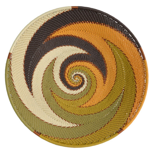 Fair Trade Zulu Telephone Wire 8" Platter Basket, African Earth - The Barrington Garage