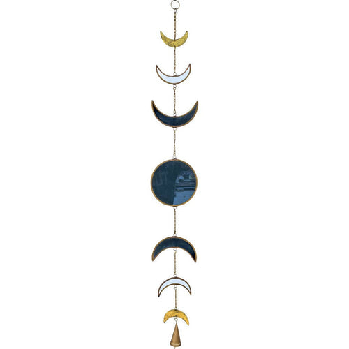 Glass & Metal Hanging String - Moon Phases w/ Bell (Each)