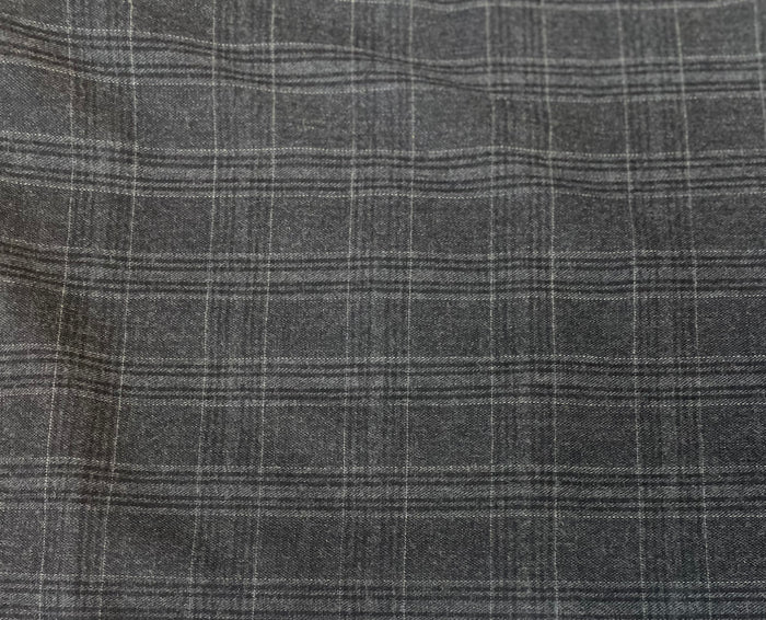 Glitter Plaid Stretch Wool Suiting - Grey / Off White