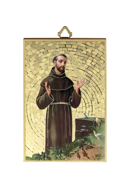 Gold Foil St. Francis Mosaic Plaque