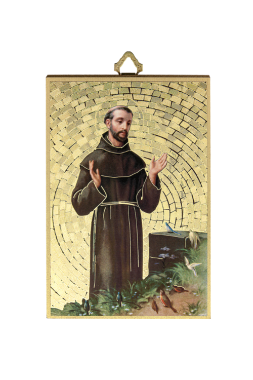 Gold Foil St. Francis Mosaic Plaque