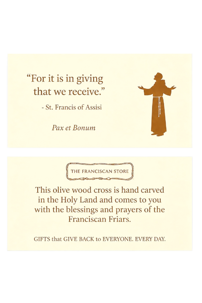 Hand-carved Olive Wood Handheld Prayer Cross - Holy Land
