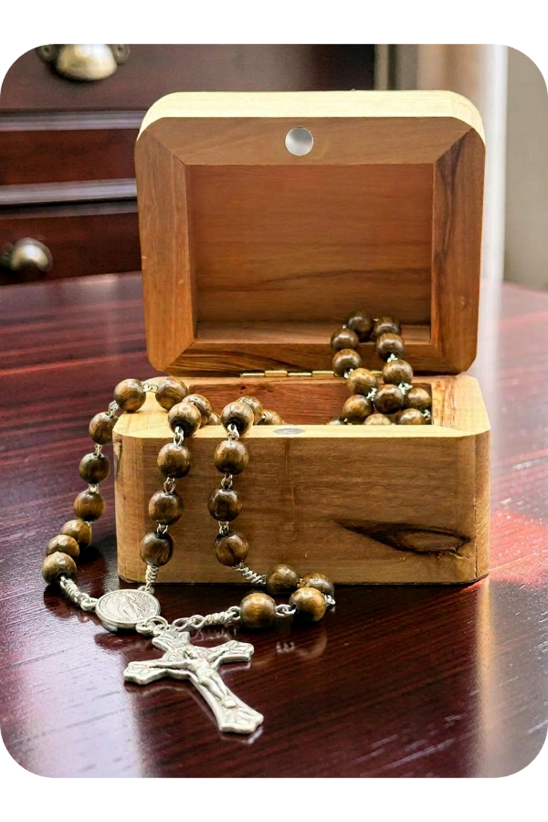 Holy Land Olive Wood Rosary Box