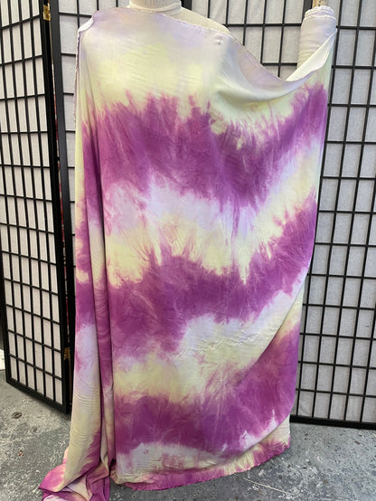 Tie Dye Rayon - Purple, Yellow and White
