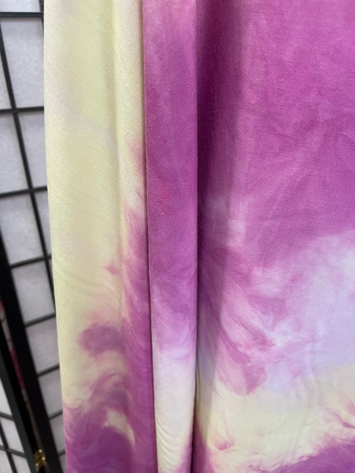 Tie Dye Rayon - Purple, Yellow and White