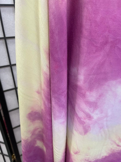 Tie Dye Rayon - Purple, Yellow and White