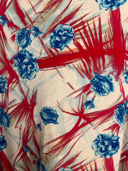 Blue Flower Pink Grass Print ITY