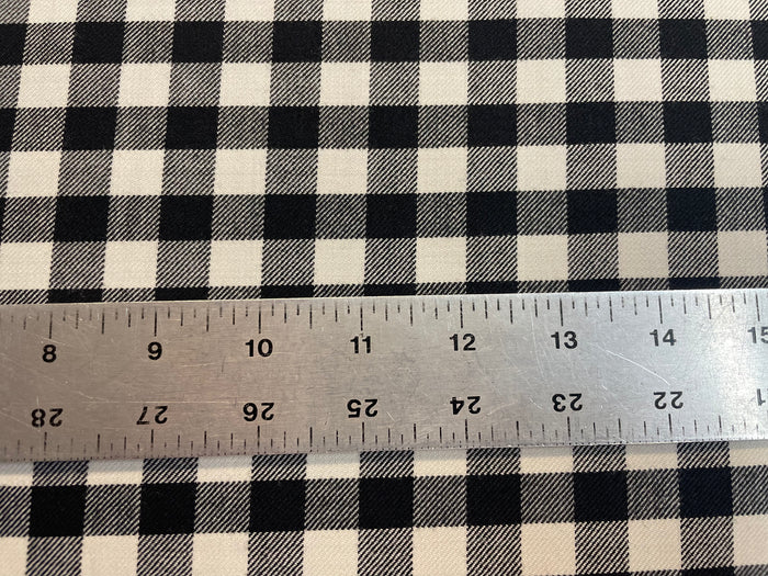 Fused Designer Fine Textured Wool Blend - Black and White Plaid