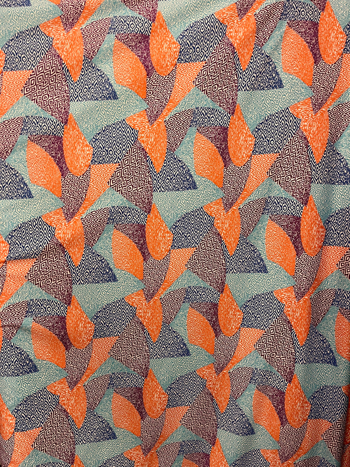 Blue Purple & Orange Geometric Patterned Print Spandex