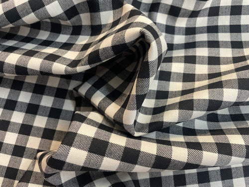Fused Designer Fine Textured Wool Blend - Black and White Plaid
